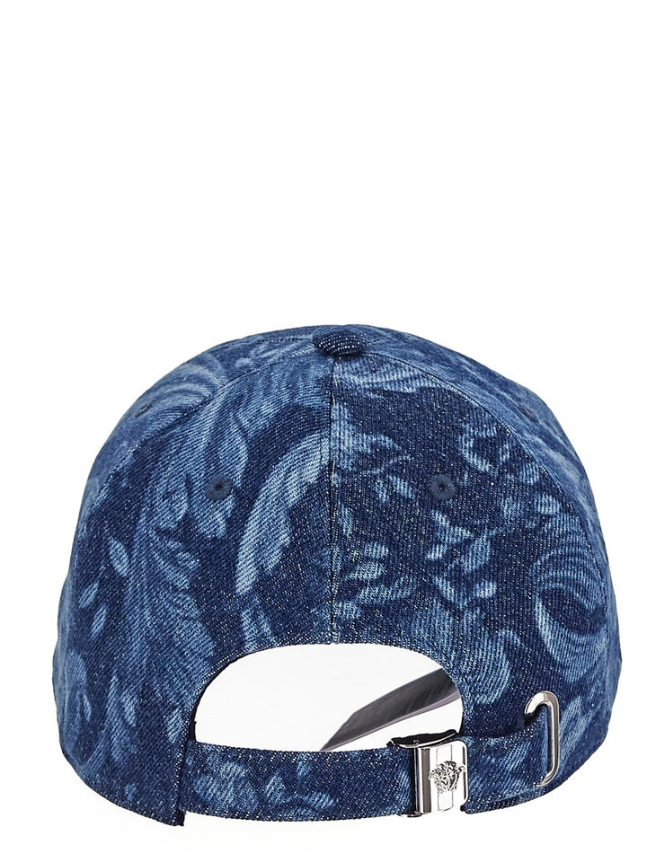 Versace Barocco Denim Logo Baseball Cap