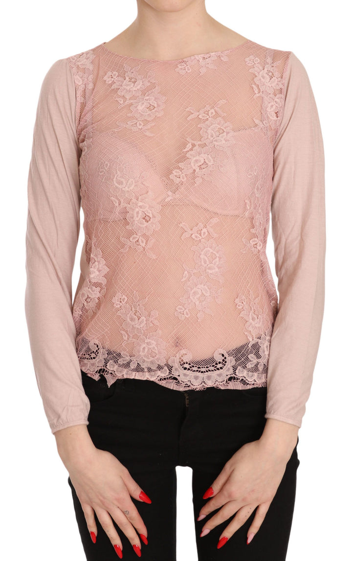 PINK MEMORIES Chic Pink See-Through Cotton Blouse