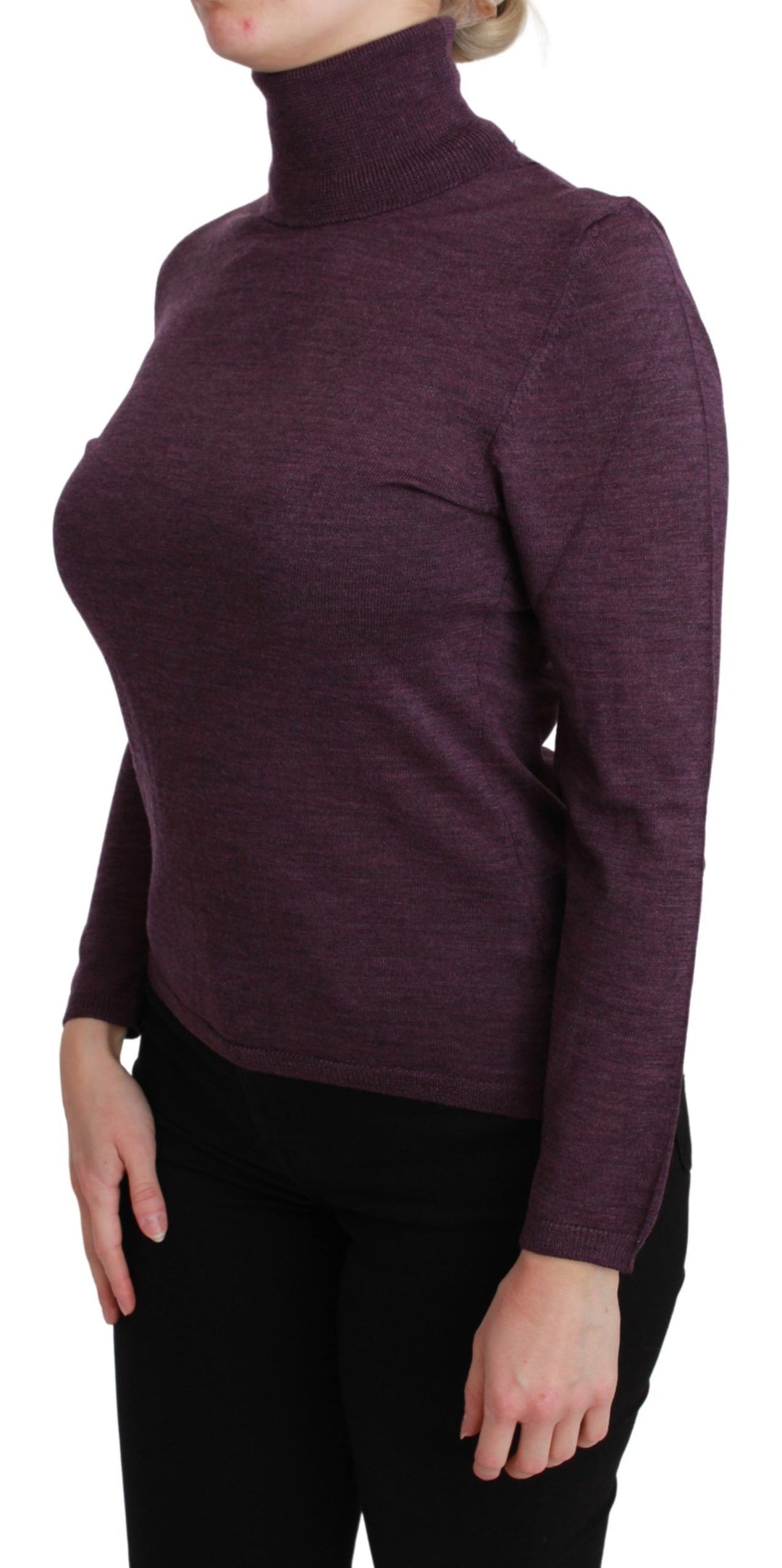 BYBLOS Elegant Turtleneck Wool Sweater in Purple