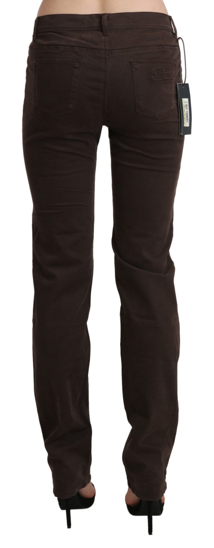 Ermanno Scervino Chic Brown Mid Waist Skinny Trousers