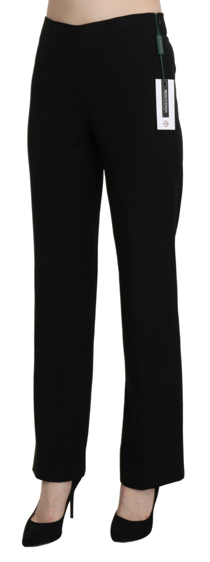 BENCIVENGA Elegant Black High Waist Straight Pants