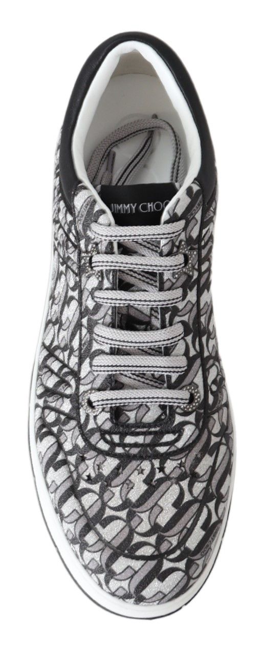 Jimmy Choo Glittering Slip-On Sneakers - Silver and Black