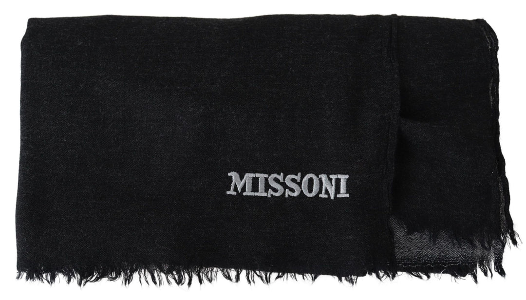 Missoni Elegant Wool Scarf with Signature Embroidery