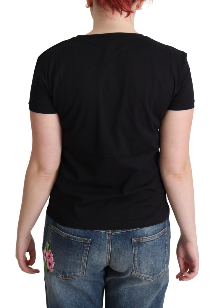 Moschino Chic Black Cotton Tee with Playful Print