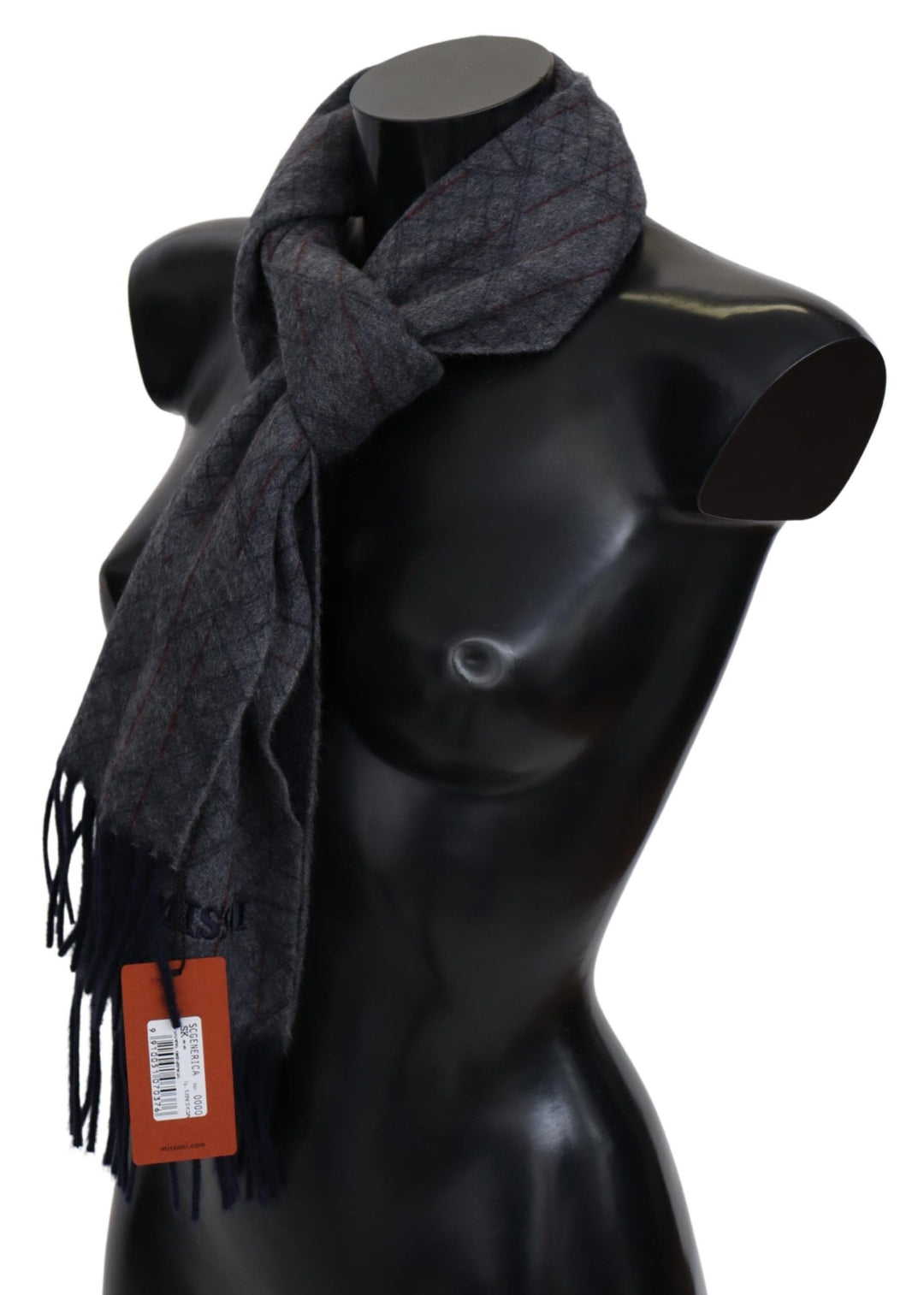 Missoni Elegant Cashmere Patterned Scarf with Logo Embroidery