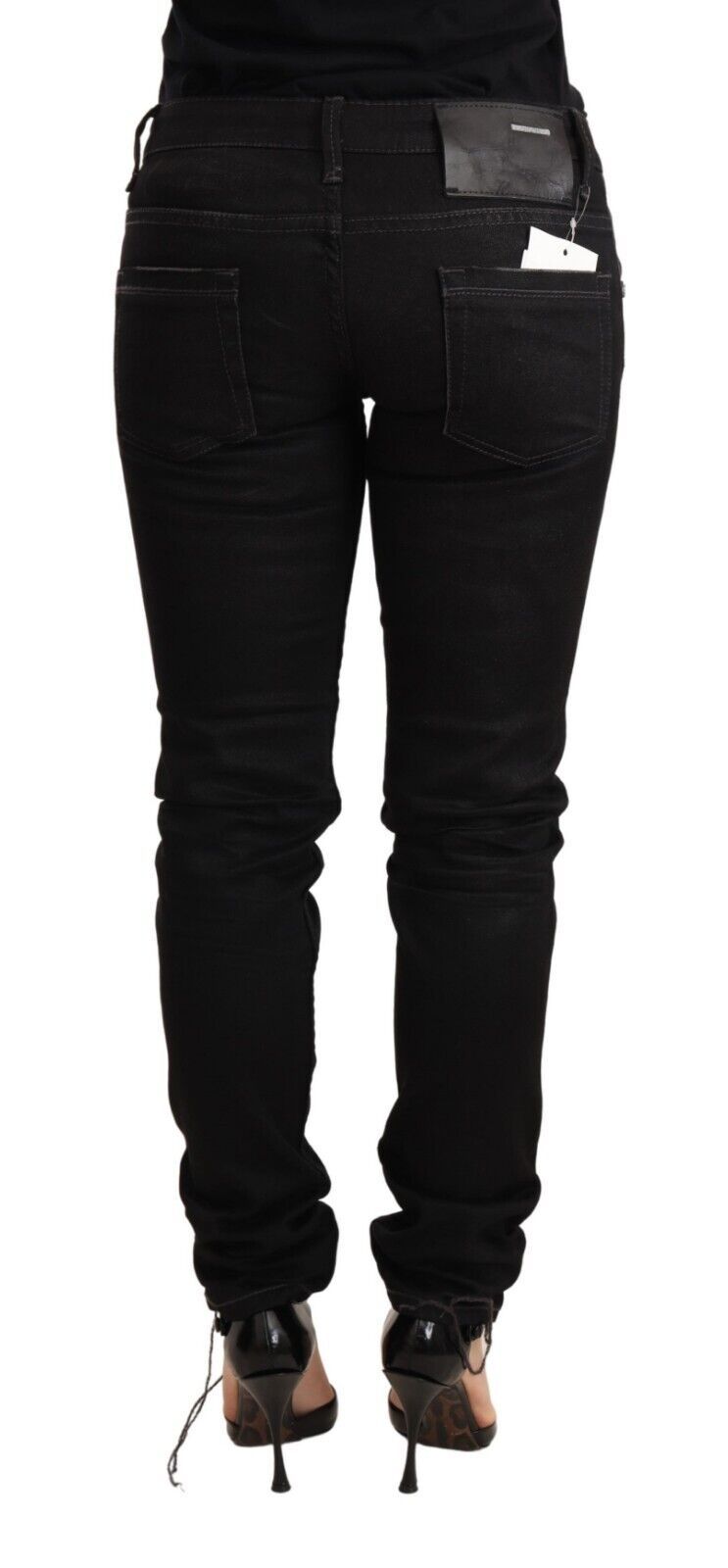 Acht Sleek Black Washed Skinny Jeans