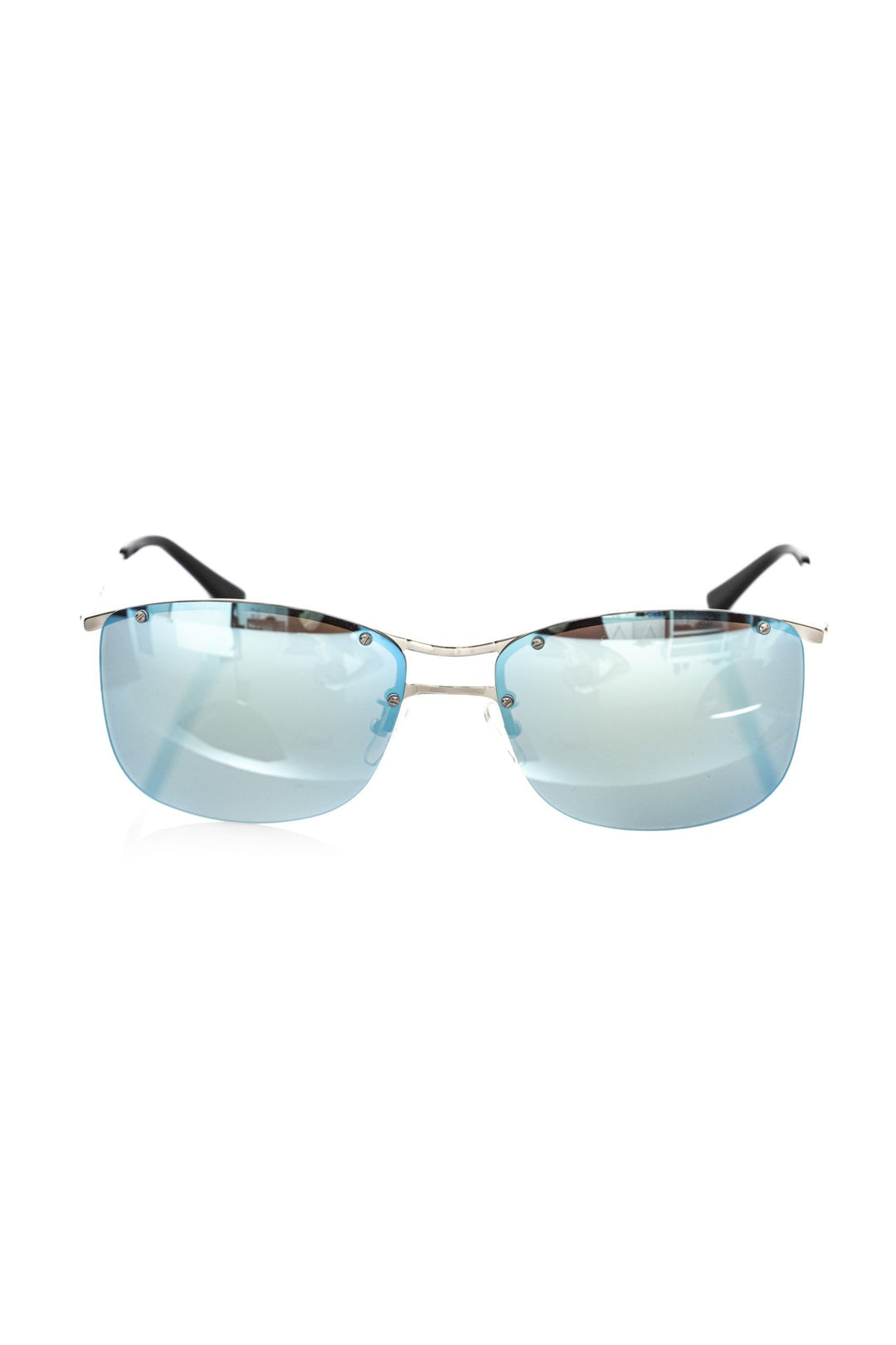 Frankie Morello Silver Metallic Men Sunglass