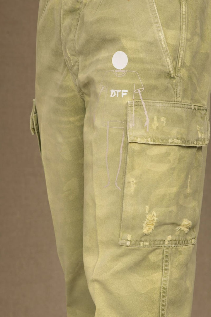 Don The Fuller Military Green Mid-Waist Designer Jeans