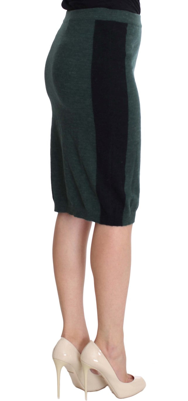 MILA SCHÖN Emerald Elegance Wool-Blend Pencil Skirt