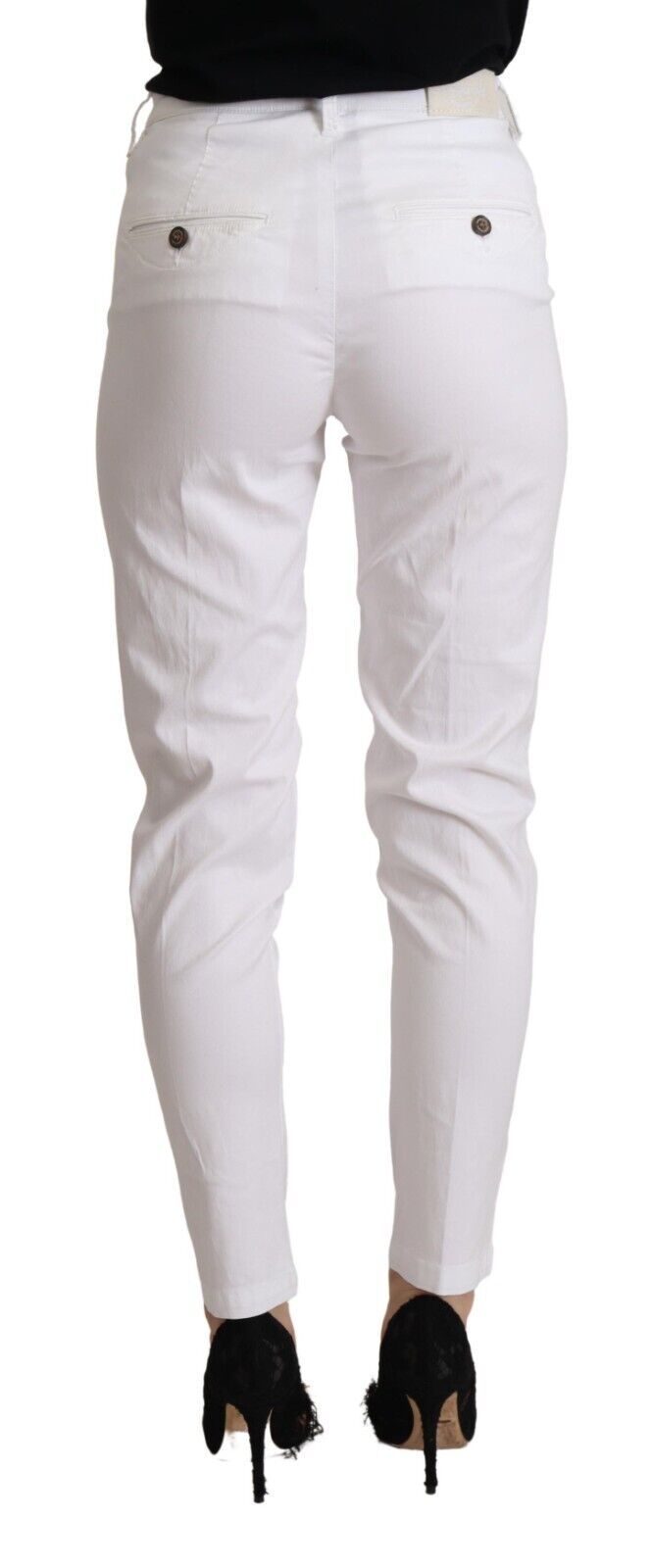 Jacob Cohen Chic White Mid Waist Skinny Cropped Pants