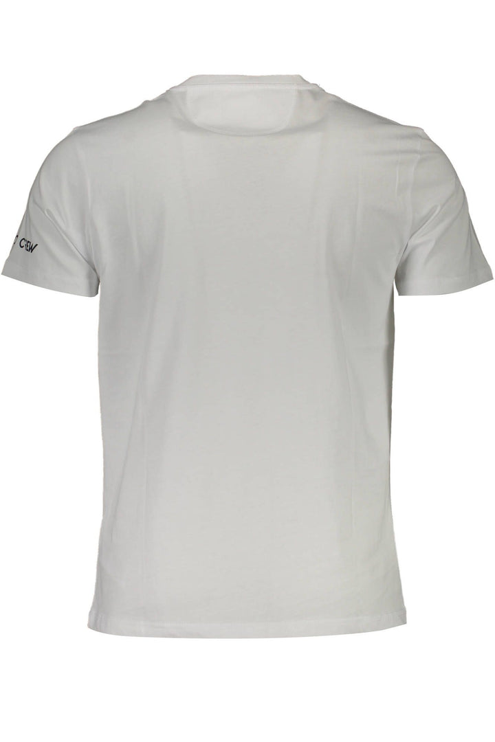 La Martina Crisp White Cotton Crew Neck Tee with Logo Print