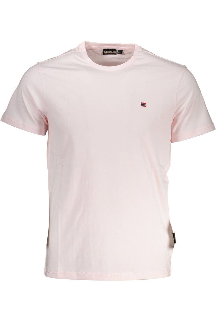 Napapijri Elegant Pink Embroidered Tee for Men