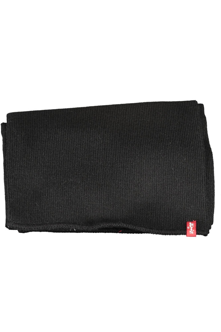 Levi's Chic Black Acrylic Logo Scarf for Men