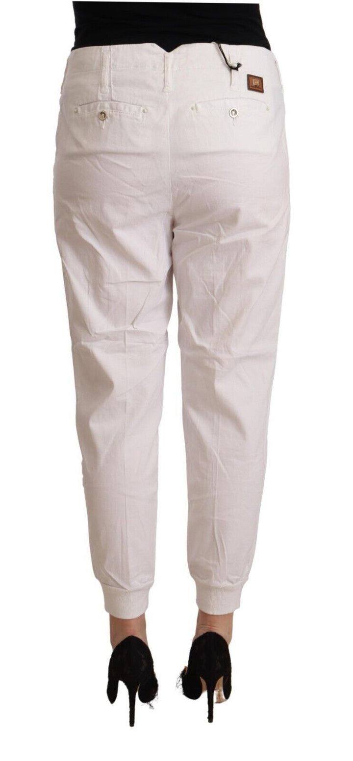 Met Chic White Tapered Cropped Pants