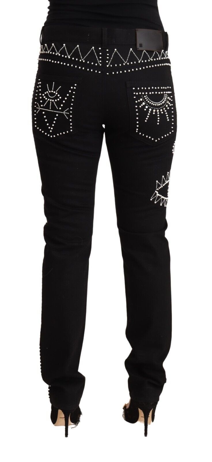 Valentino Embellished Black Mid-Waist Denim