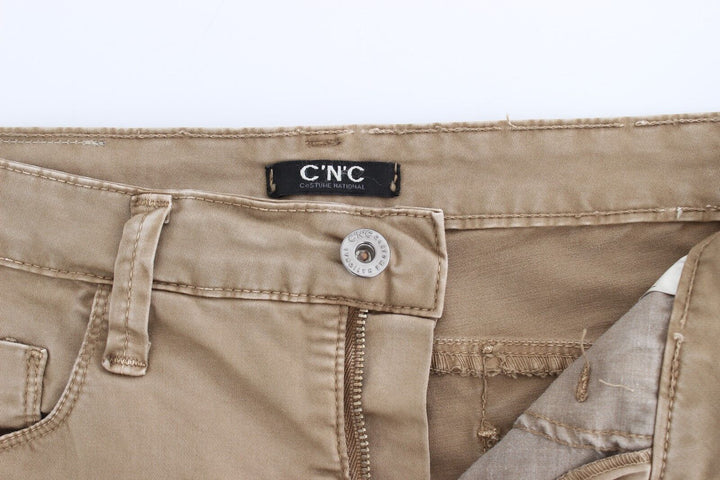 Costume National Chic Beige Straight Leg Fashion Jeans