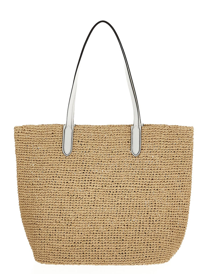 Michael Kors Eliza Extra-Large Empire Logo Straw Tote Bag