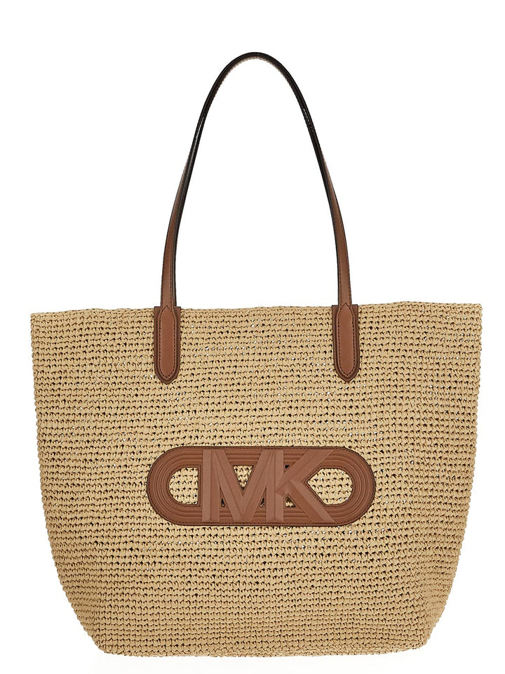 Michael Kors Eliza Extra-Large Empire Logo Straw Tote Bag