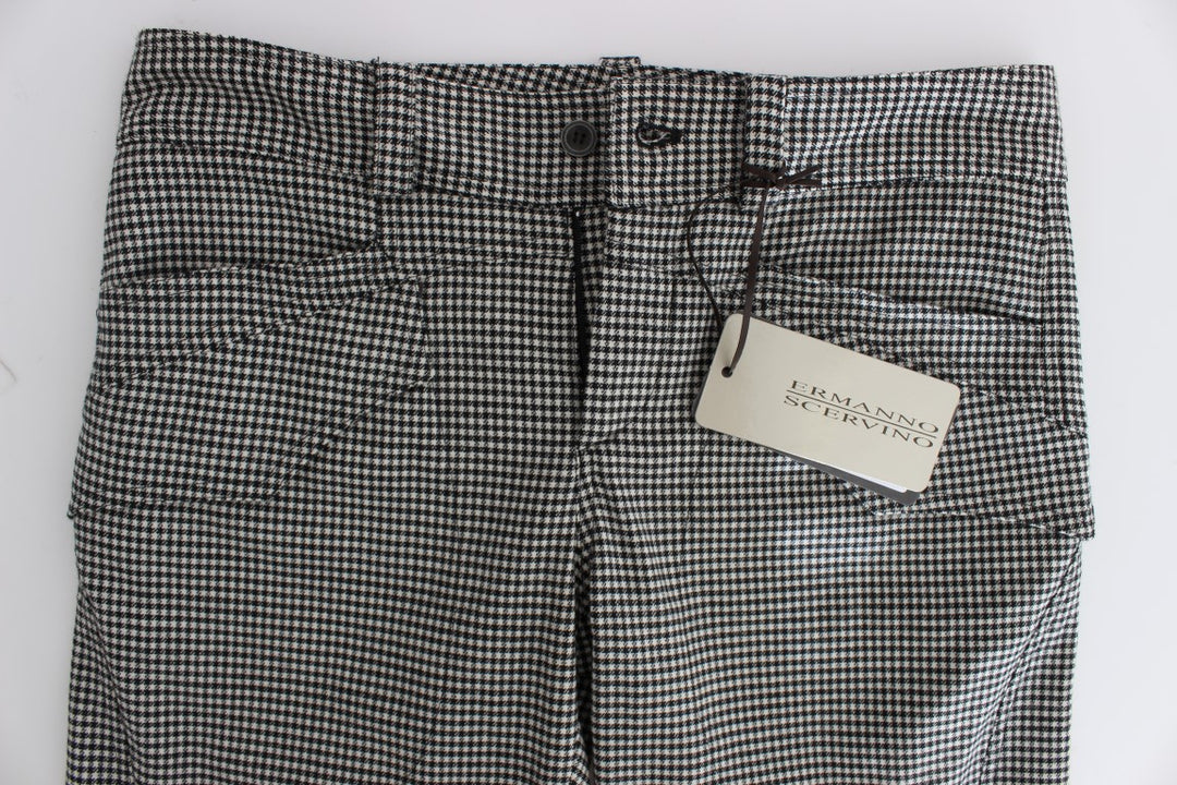 Ermanno Scervino Chic Checkered Black & White Regular Fit Pants