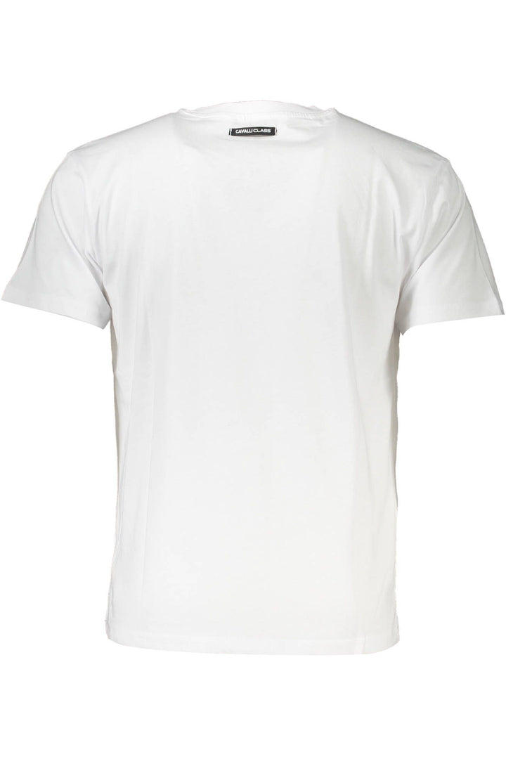 Cavalli Class Elegant White Print Logo Tee