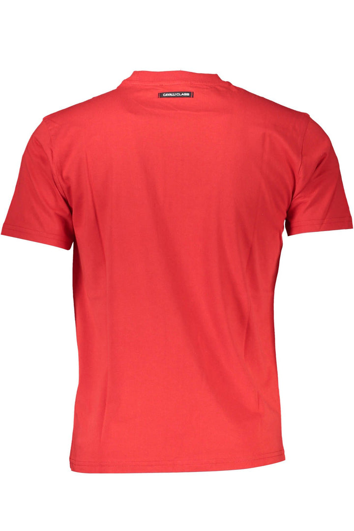 Cavalli Class Elegant Red Printed Logo Tee