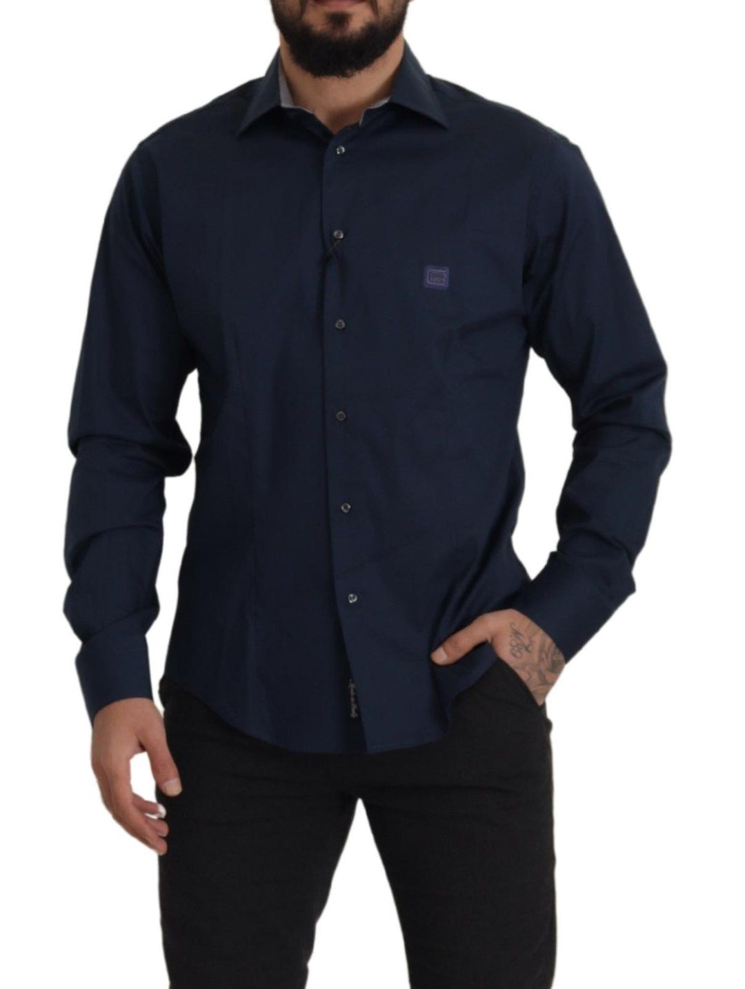 Roberto Cavalli Navy Elegance Cotton Dress Shirt