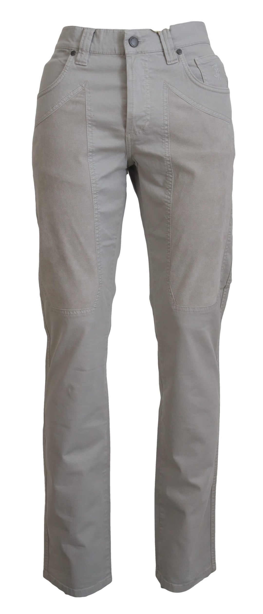 Jeckerson Elegant Gray Cotton Blend Pants