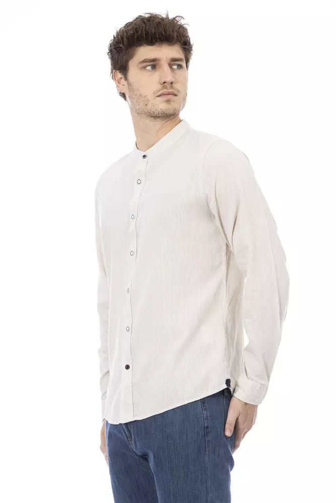 Baldinini Trend White Linen Men Shirt