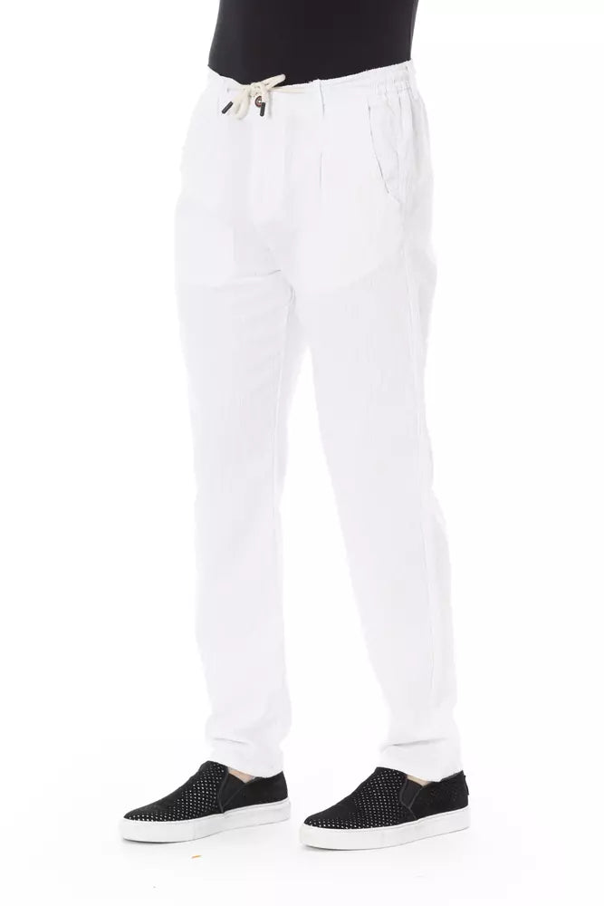 Baldinini Trend White Cotton Men Chino Trousers