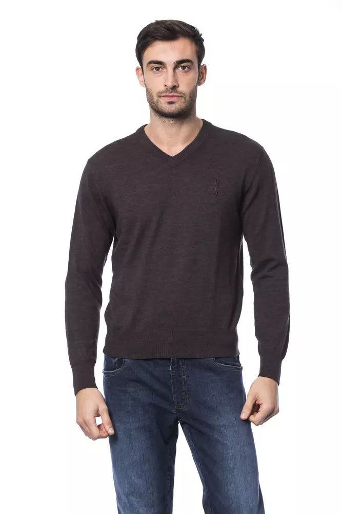 Billionaire Italian Couture Brown Merino Men Sweater