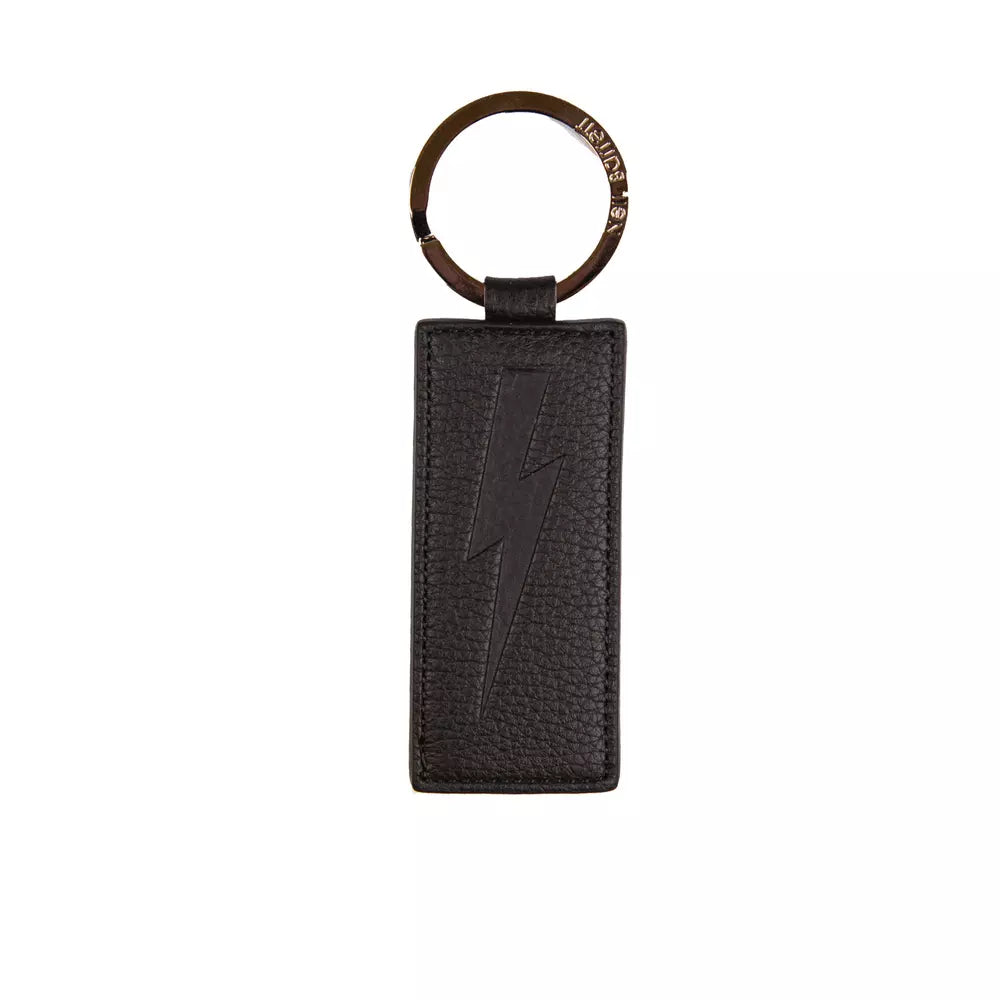 Neil Barrett Sleek Black Leather Keychain for Men