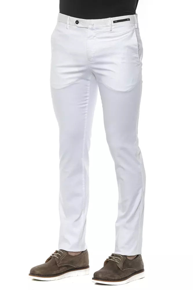 PT Torino White Cotton Men Trousers