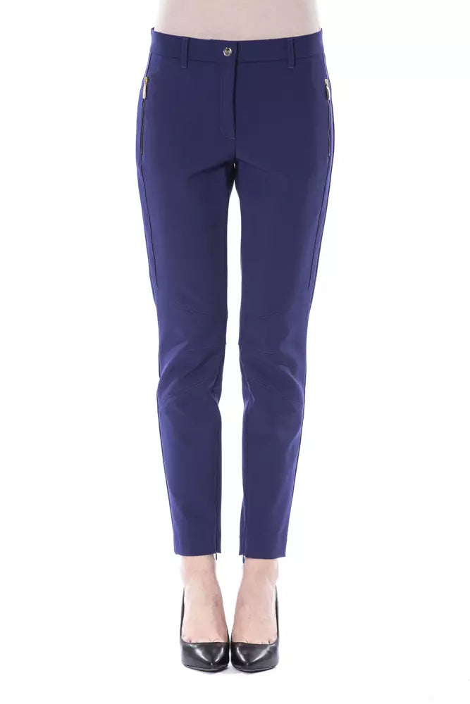 BYBLOS Blue Polyester Women's Slim Pant