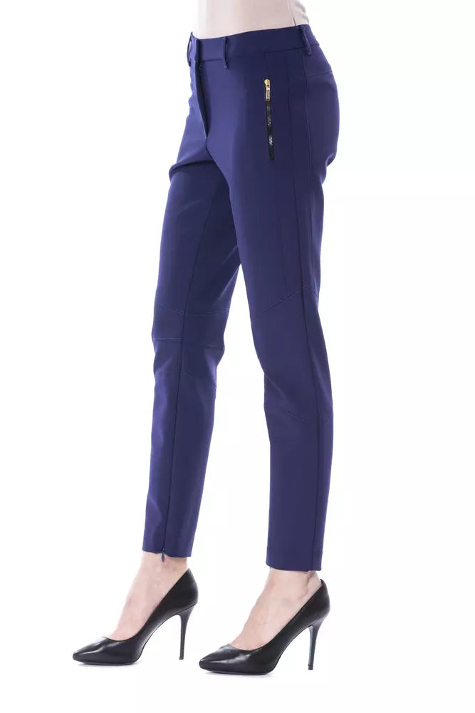 BYBLOS Blue Polyester Women's Slim Pant