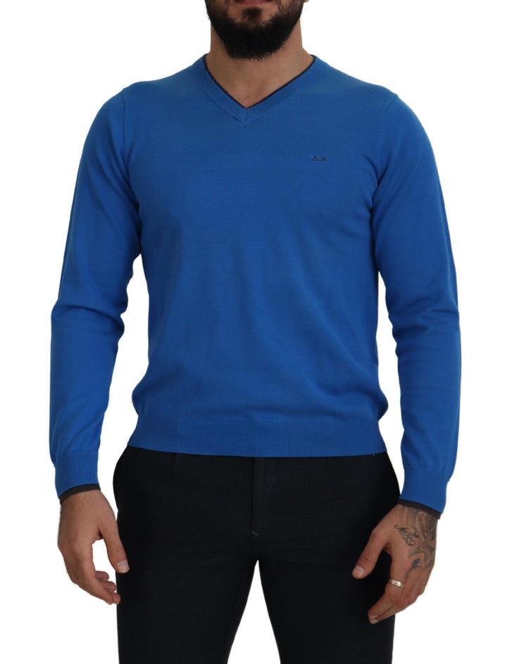 Sun68 Chic Blue Cotton Pullover Sweater