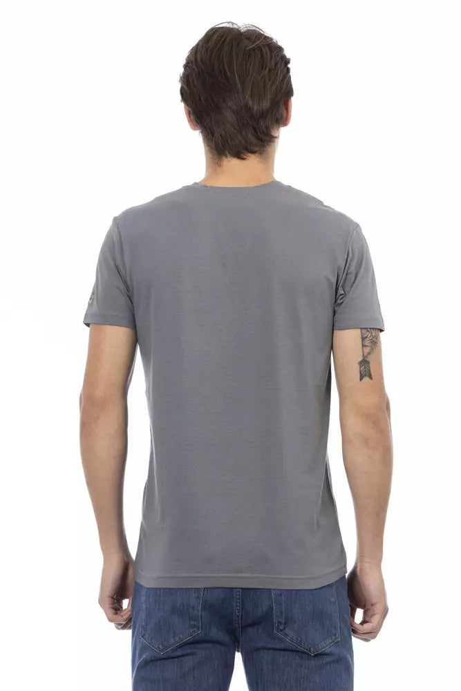 Trussardi Action Elegant V-Neck Tee with Front Print Design