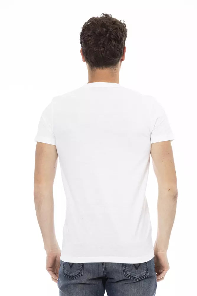 Trussardi Action Sophisticated V-Neck Tee with Artful Print