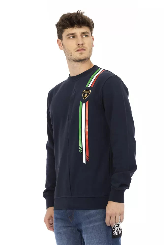 Automobili Lamborghini Blue Cotton Men Sweater