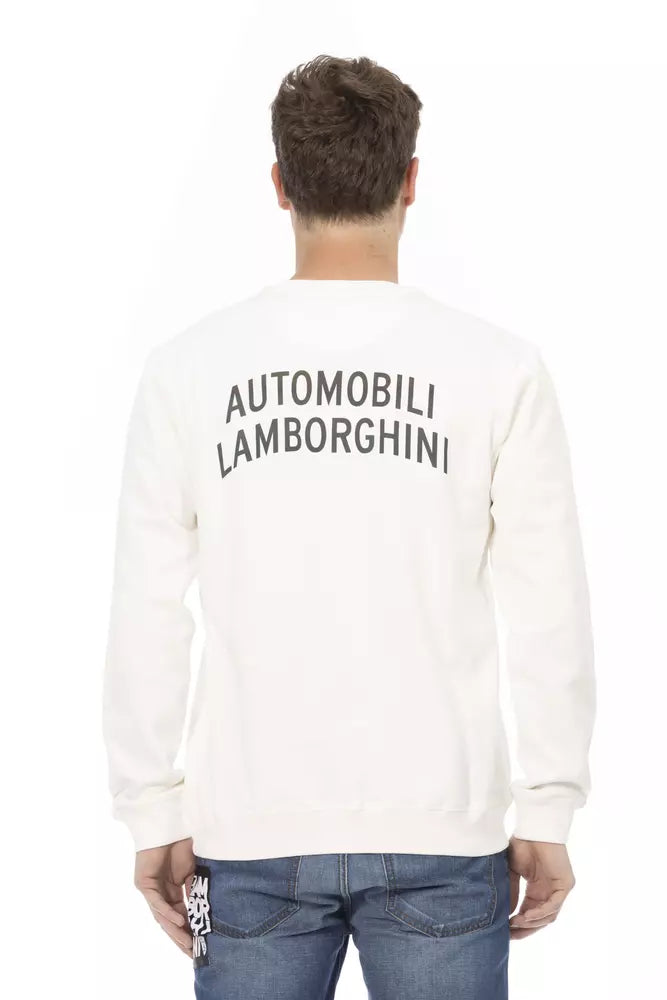 Automobili Lamborghini Sleek White Crewneck Shield Logo Sweater