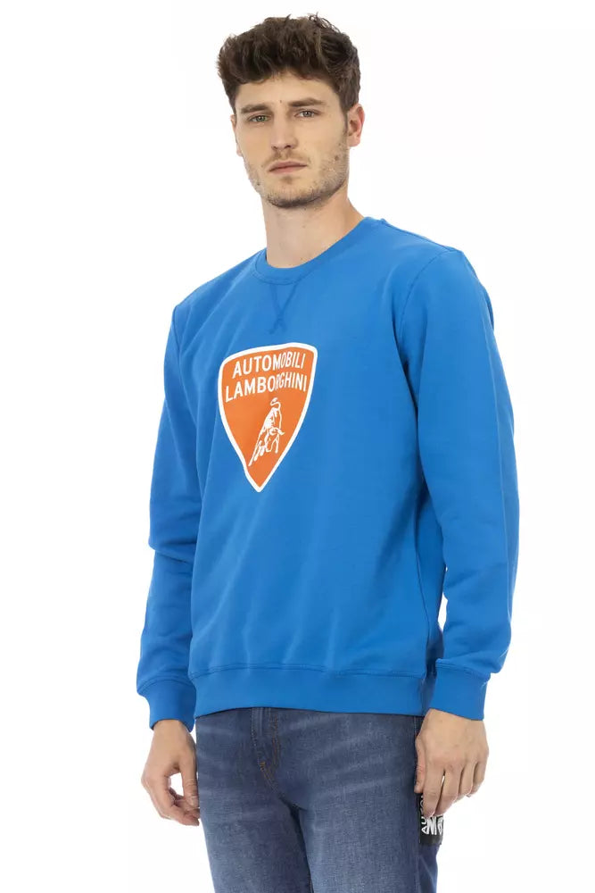 Automobili Lamborghini Cerulean Crewneck with Maxi Logo Print