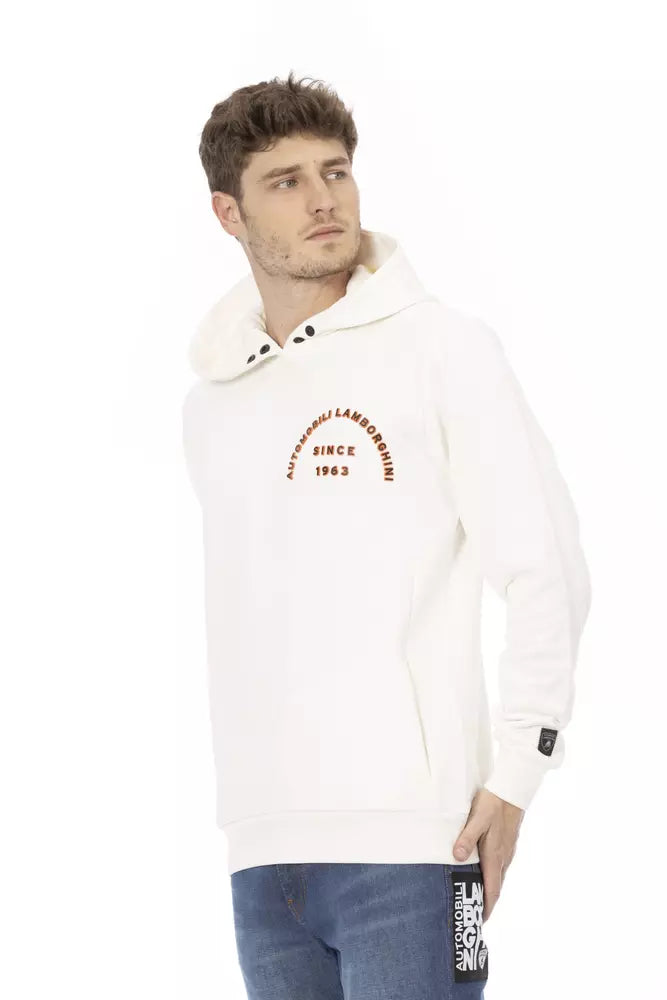 Automobili Lamborghini Sleek White Lamborghini Hoodie with Logo Sleeve