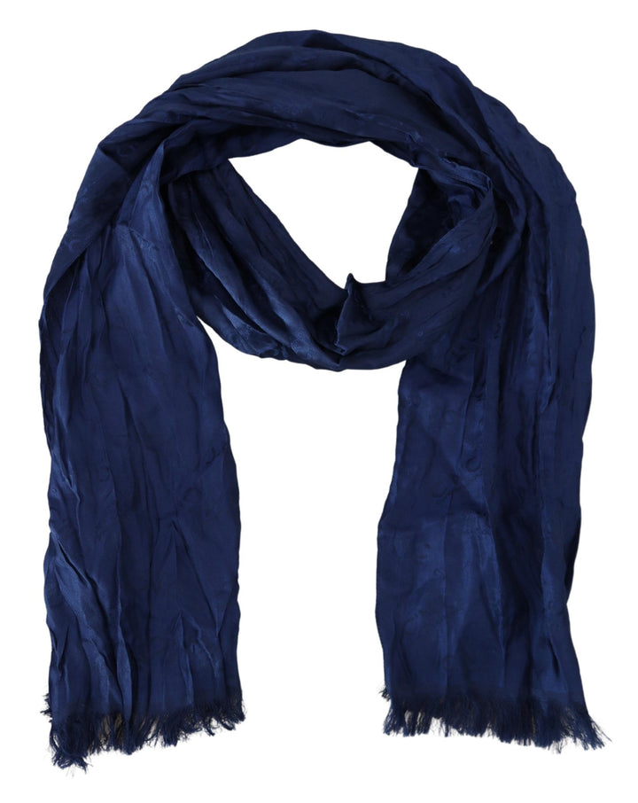 Costume National Elegant Silk Fringe Scarf in Chic Blue