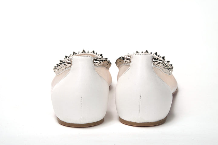 Christian Louboutin Bianco White silver Flat Point Toe Shoe