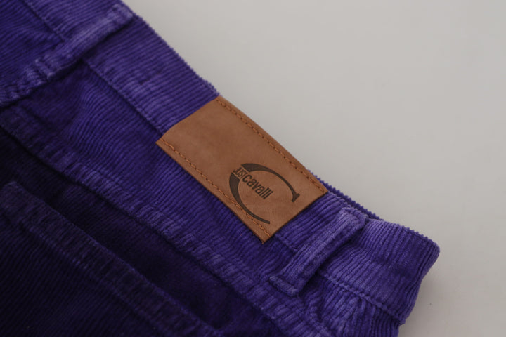 Just Cavalli Elegant Purple Corduroy Straight Fit Pants