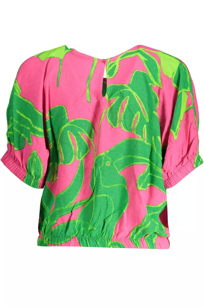 Desigual Chic Pink Viscose Blouse with Contrasting Details