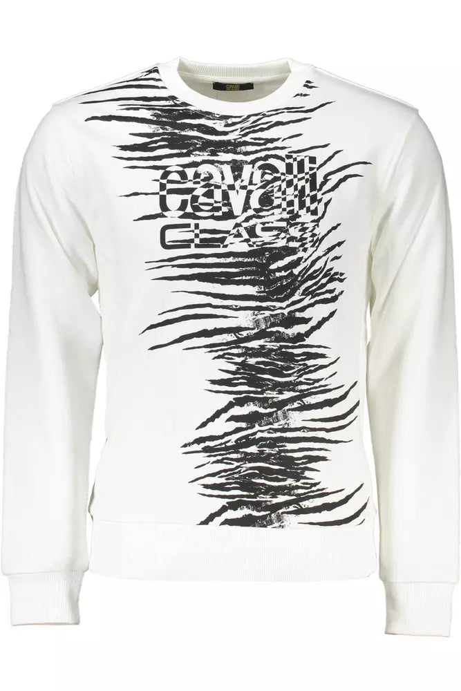 Cavalli Class White Cotton Men Sweater