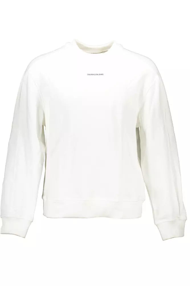 Calvin Klein Sleek White Cotton Logo Sweatshirt