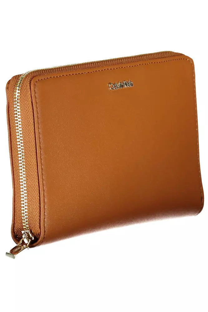 Calvin Klein Elegant Brown Polyethylene Wallet with RFID Lock