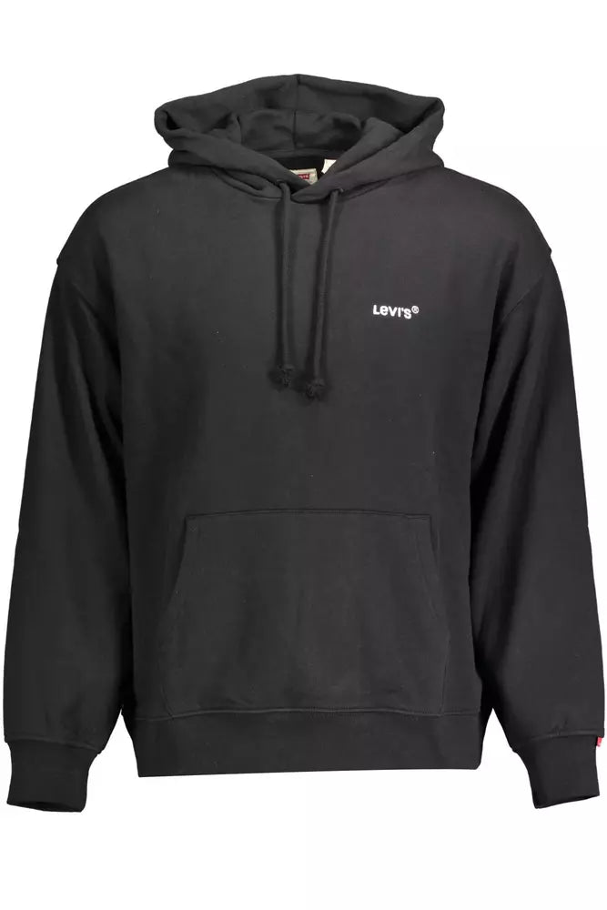 Levi's Sleek Black Cotton Hoodie with Embroidered Logo