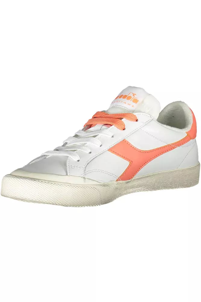 Diadora Elegant White Leather Lace-Up Sneakers